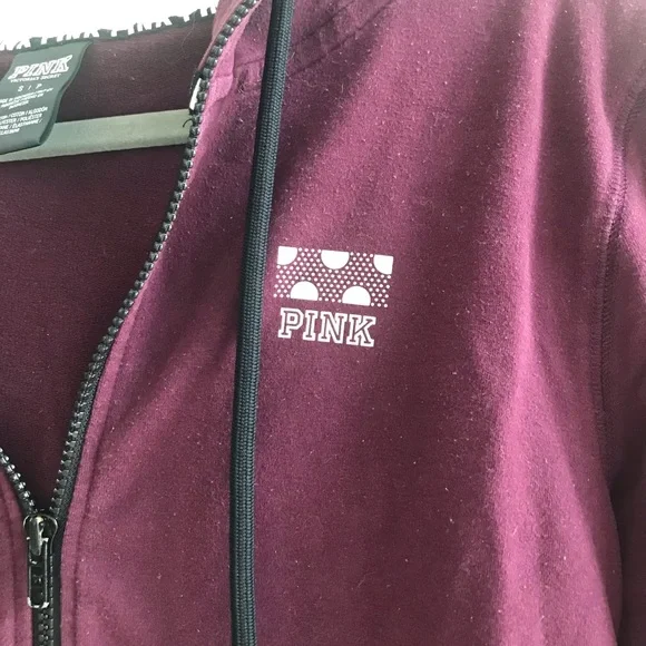 PINK Victoria’s Secret full zip drawstring hoodie with thumb holes - Picture 2 of 5